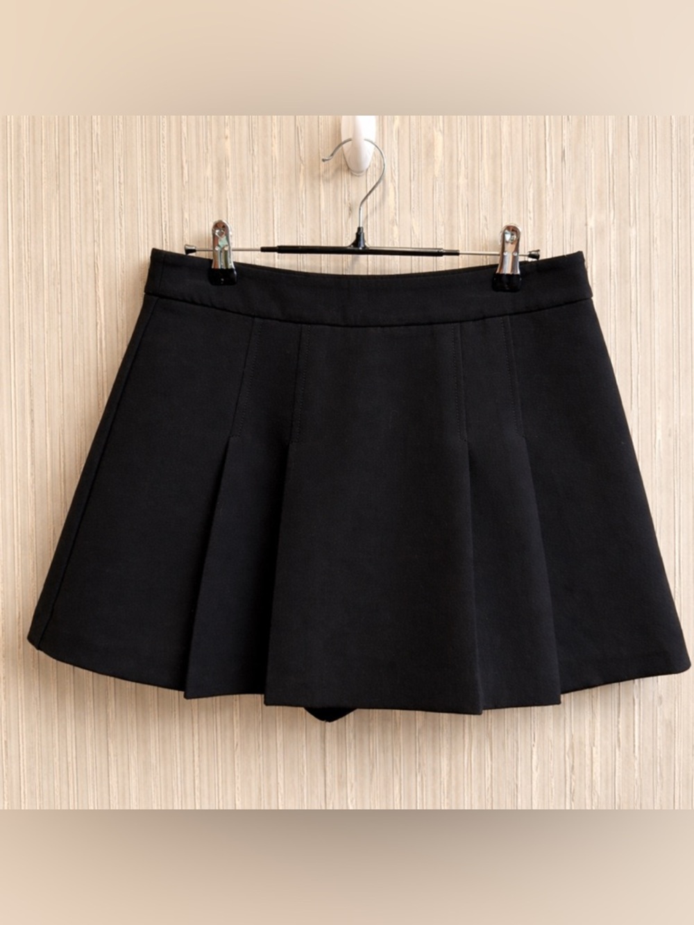 ZARA Black Pleated Skort Mini Tennis Skirt With Shorts Size M NWT